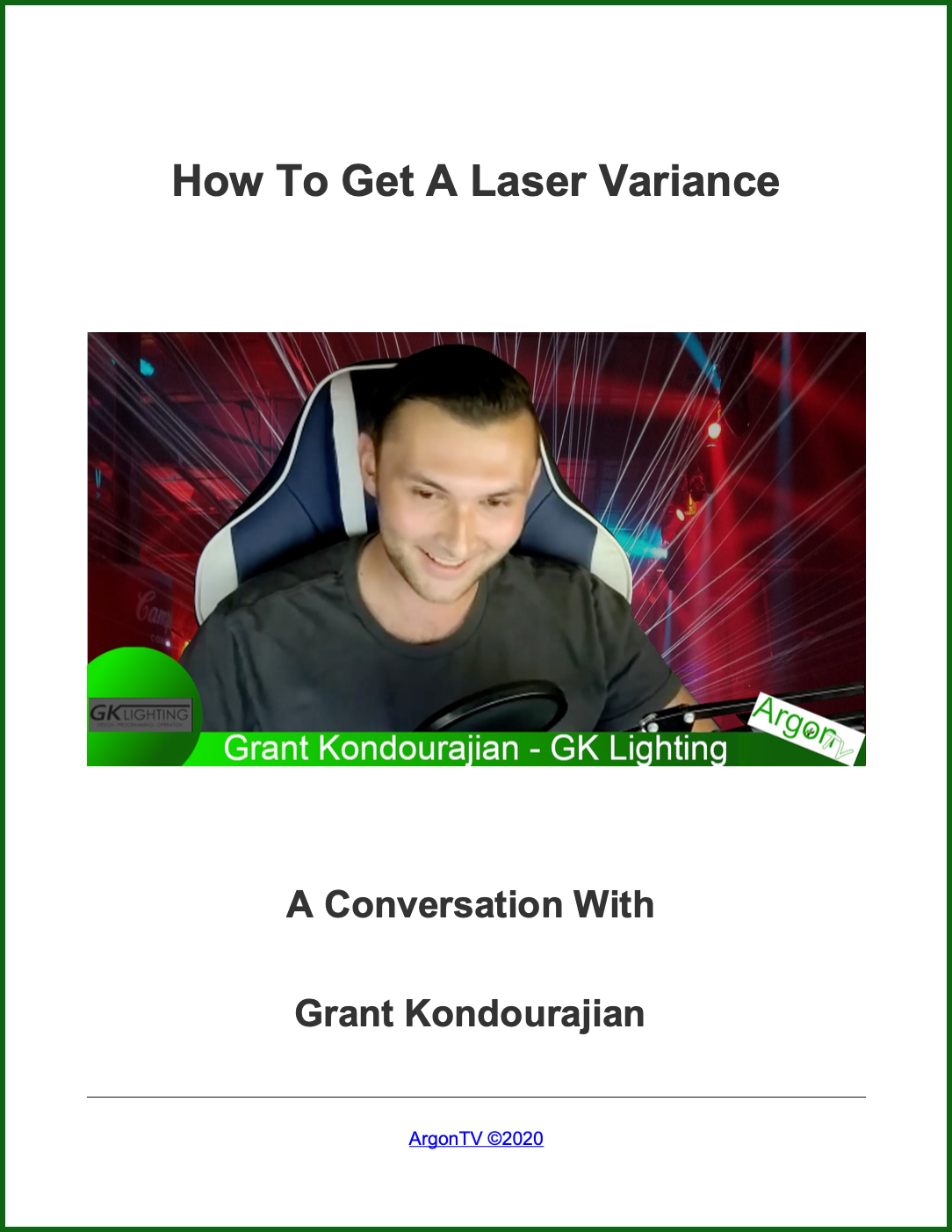 How To Get A Laser Variance Cover Page - With ArgonTV